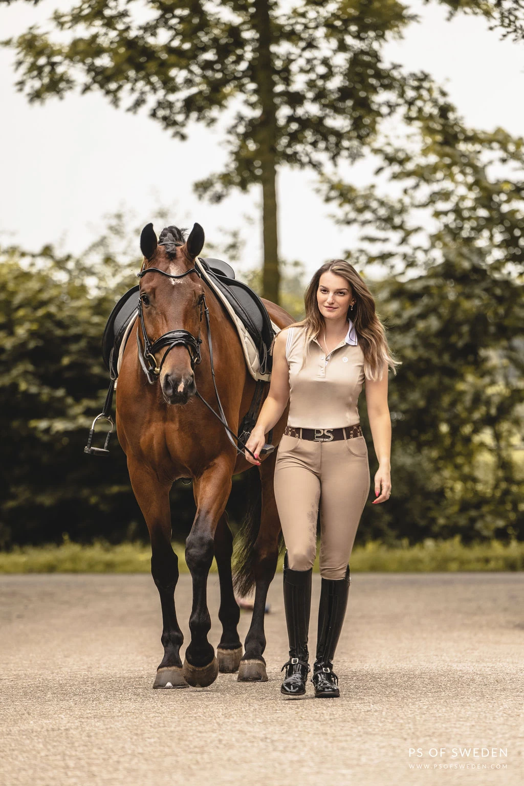 PS Of Sweden Minna Sleeveless Polo Shirt Sand - Image 3