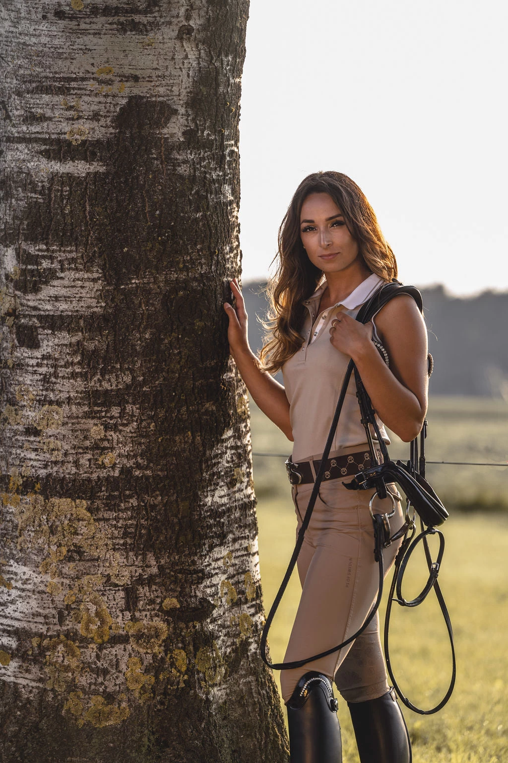 PS Of Sweden Minna Sleeveless Polo Shirt Sand - Image 4