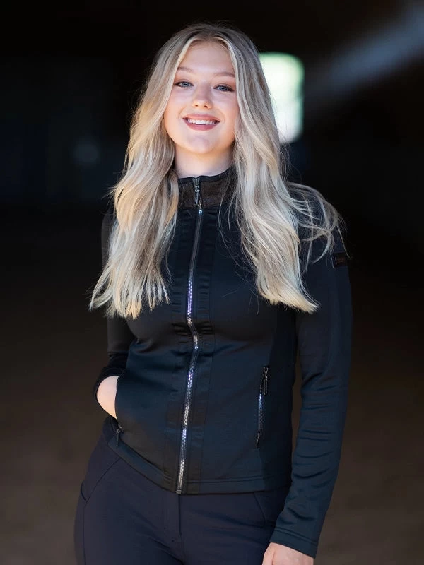 Equestrian Stockholm Fleece Jacket All Black Glimmer - Image 4