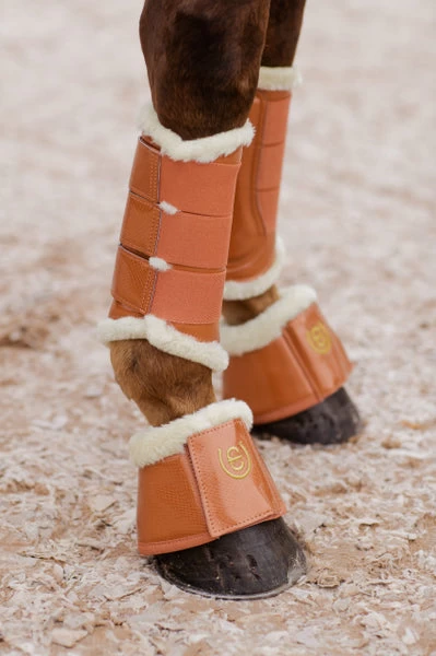 Equestrian Stockholm Fleece Brushing Boots Bronze Gold - Image 3