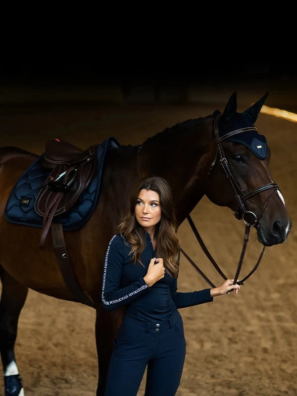 Equestrian Stockholm Jump Saddle Pad Modern Tech Navy - Image 4