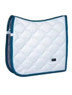 Equestrian Stockholm Dressage Saddle Pad White Blue Meadow