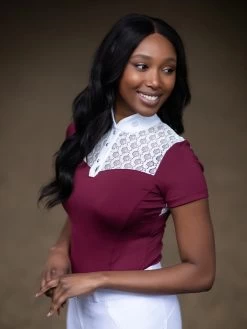 Equestrian Stockholm Crystal Champion Top White Bordeaux